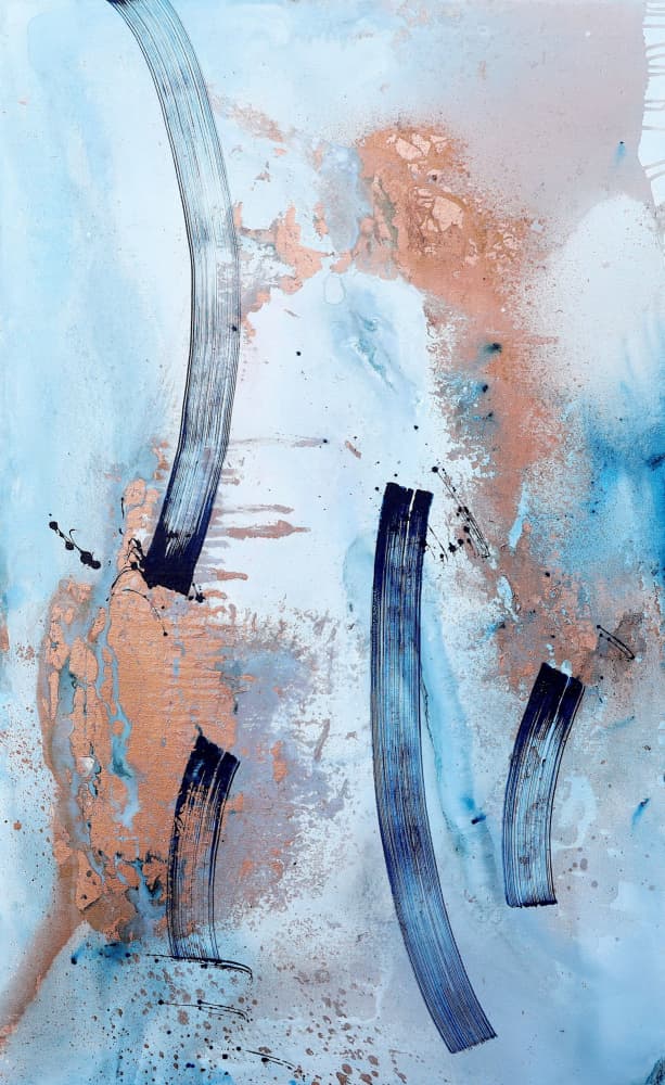 Fluid Blue Copper Abstract by POOVI ART — canvas wall art