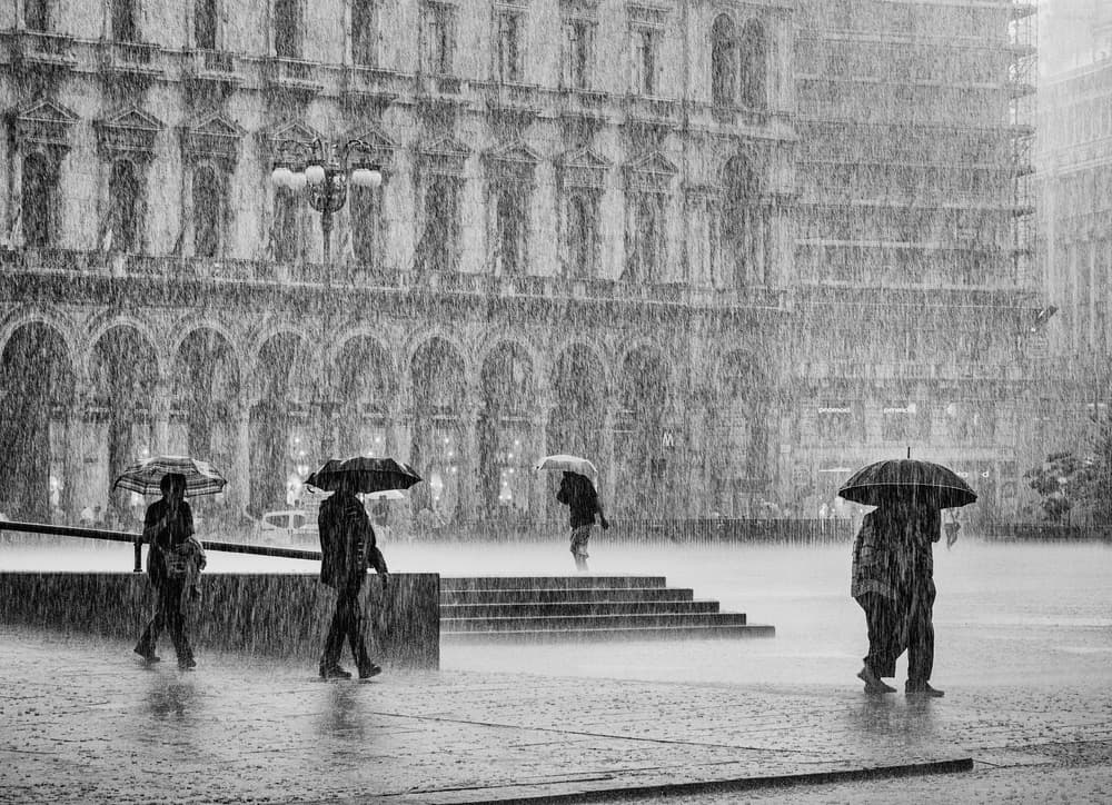 People Walking In Rain by Pristine Clothes — canvas wall art