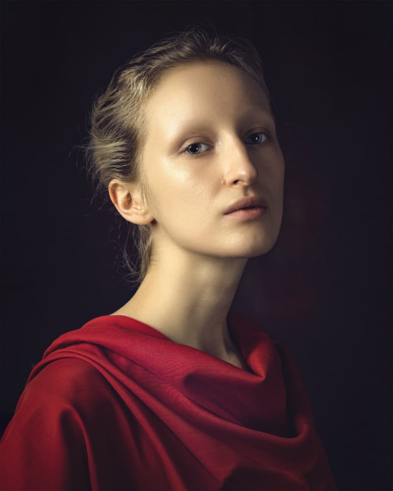 Classical Woman in Red by Lech Radecki — canvas wall art