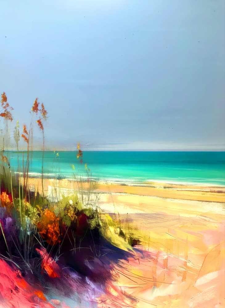 Vibrant Beach Dunes by Justyna Jaszke — canvas wall art