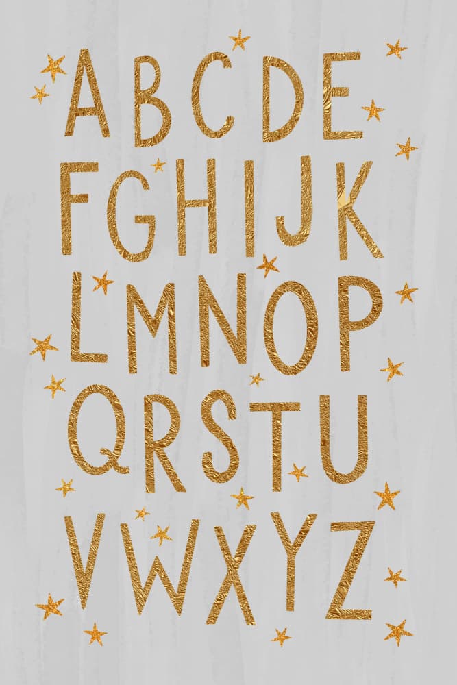 Golden Alphabet Stars by EMELIEmaria — canvas wall art