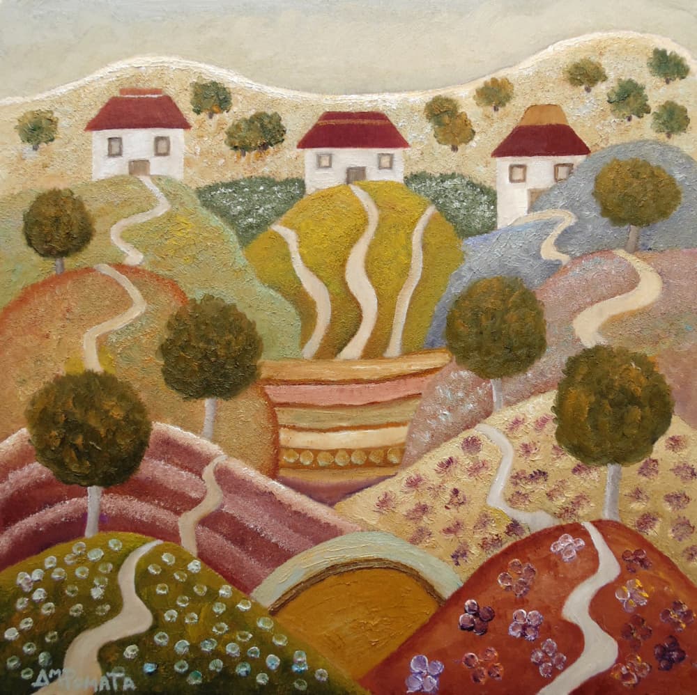 Charming Hillside Village by Angeles M. Pomata — canvas wall art
