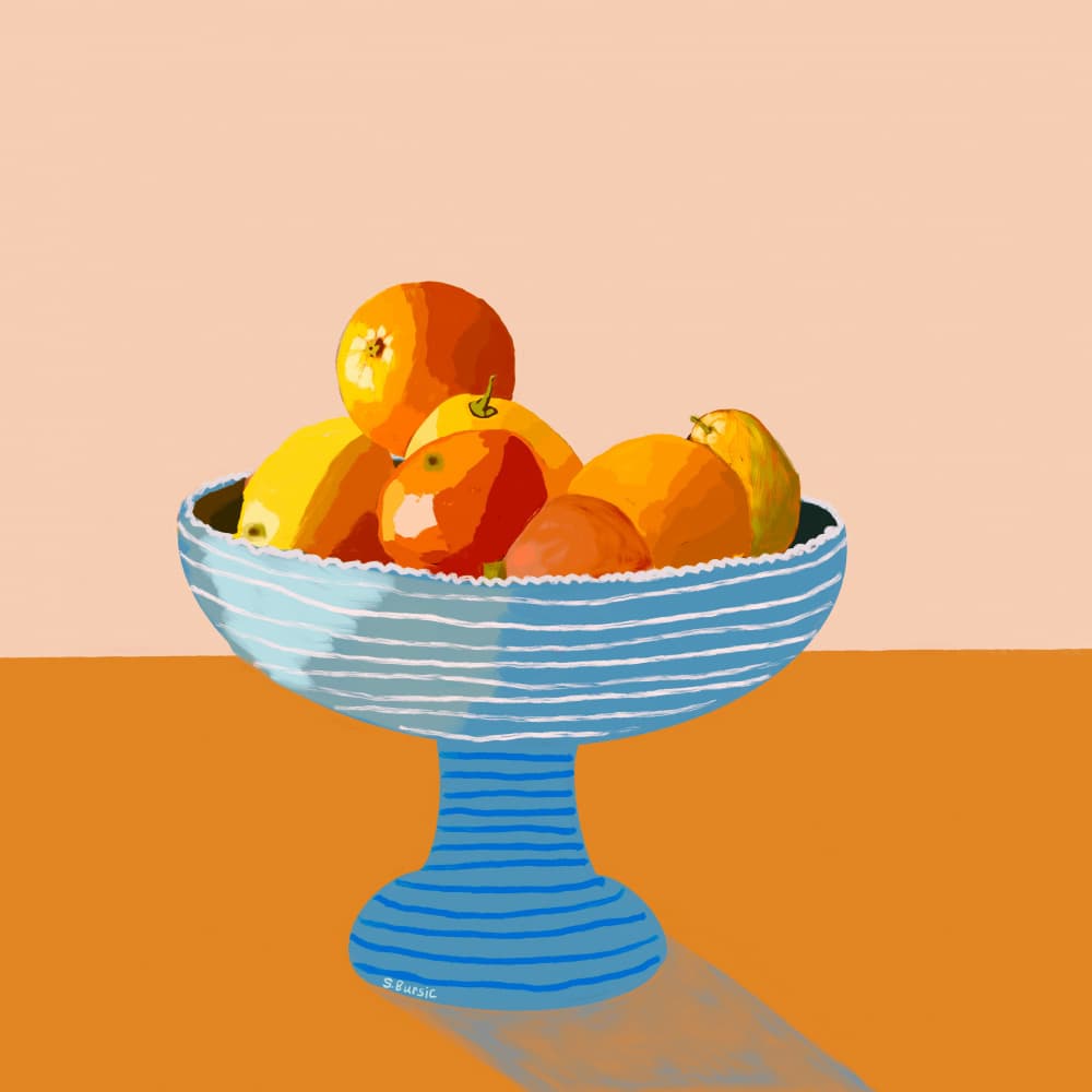 Colorful Fruit Bowl by Sharyn Bursic — canvas wall art