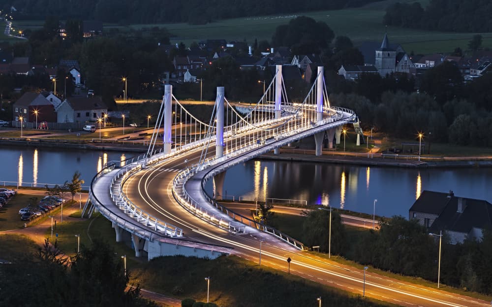 Illuminated Night Bridge by Erhard Batzdorf — canvas wall art