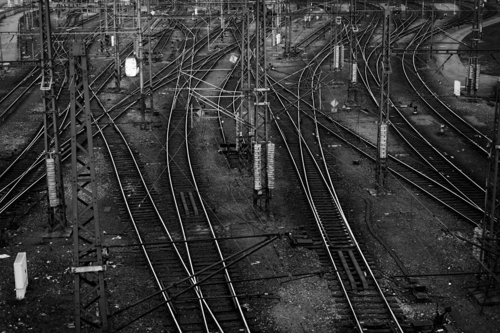Intricate Train Tracks by Adam Wasilewski — canvas wall art