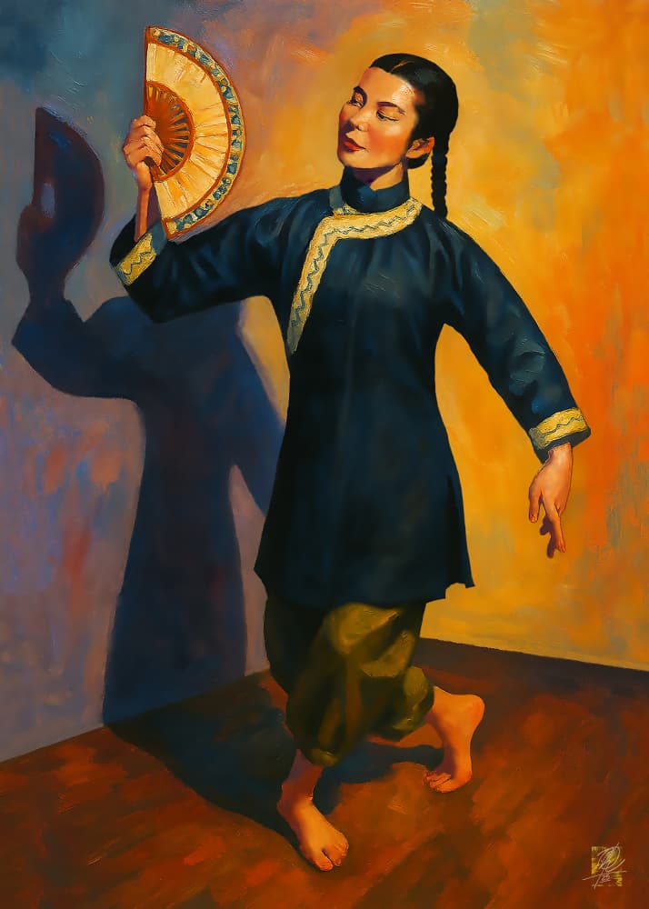Graceful Fan Dancer by Osvaldo Russo — canvas wall art