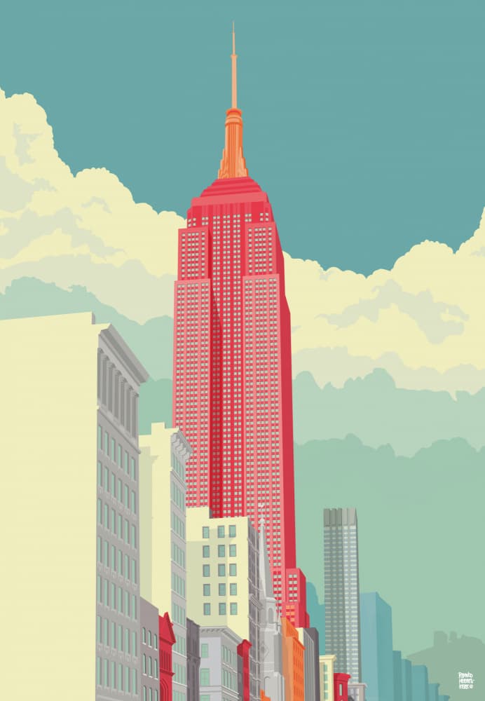 Vibrant Empire State Building by Remko Heemskerk — canvas wall art