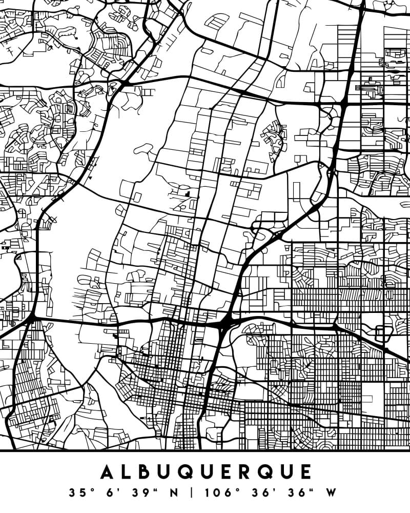 Albuquerque New Mexico Map by Emiliano Deificus — canvas wall art