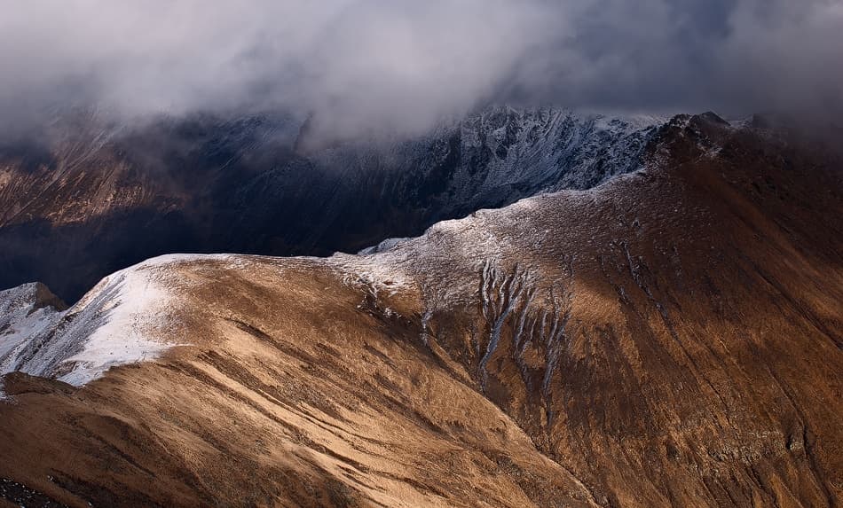 Golden Mountain Peaks by Laurentiu Pavel — canvas wall art