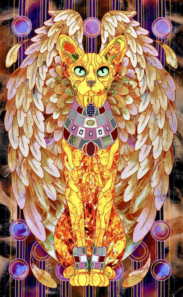 Regal Winged Cat Goddess by Kostyantin Malginov — canvas wall art