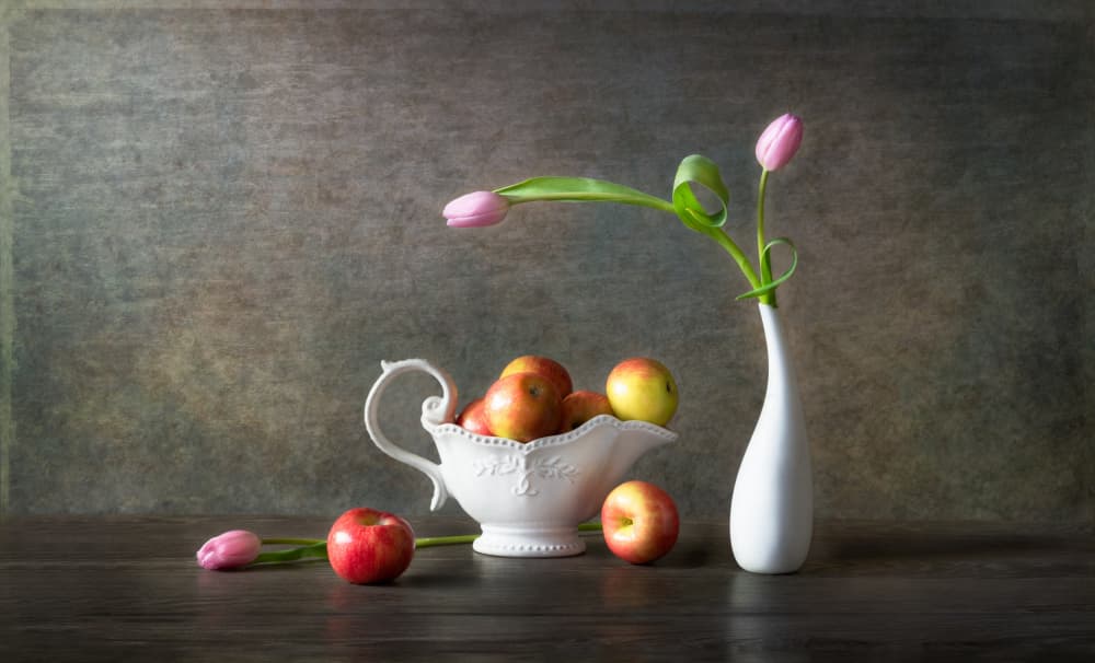 Elegant Apples and Tulips by Rong Wei — canvas wall art