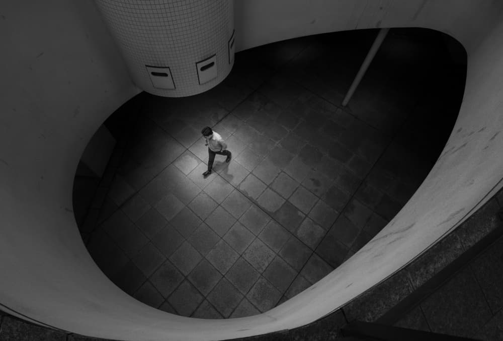Lone Man Under Spotlight by HISASHI ISHIKAWA — canvas wall art