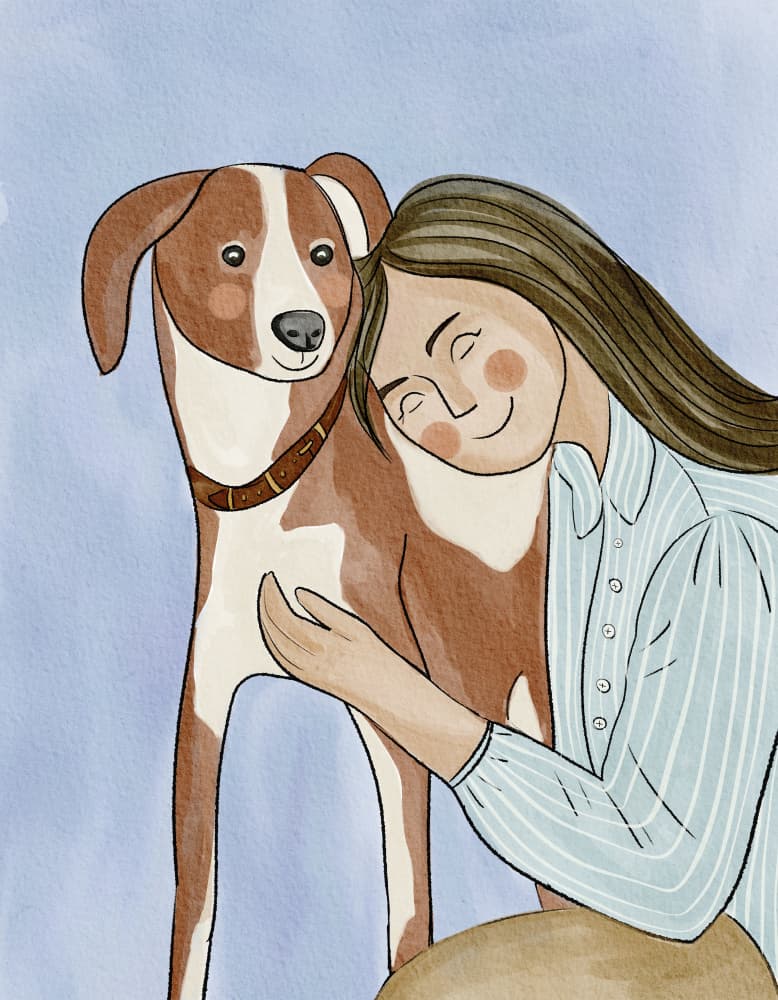 Happy Dog Hug by Nikita Jariwala — canvas wall art