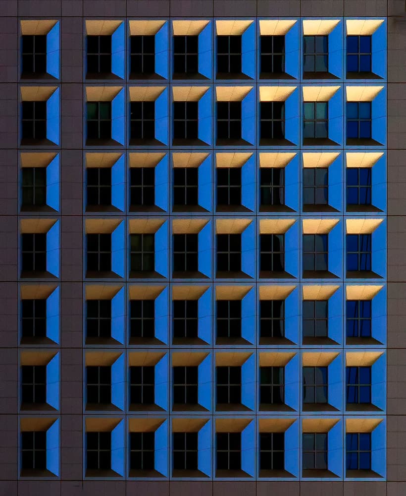 Blue Window Grid by Jef Van den Houte — canvas wall art