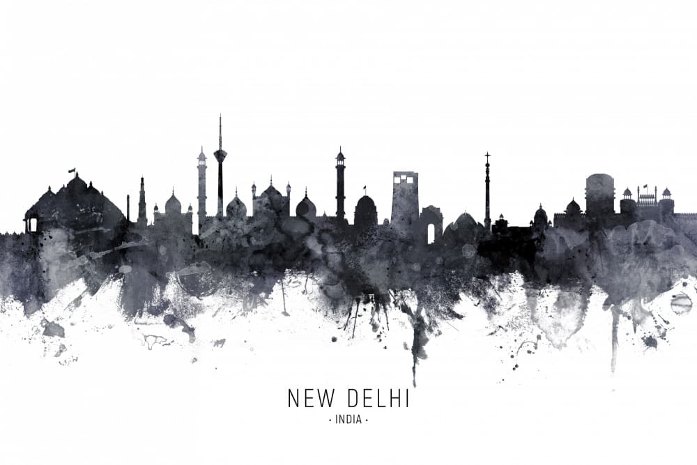 New Delhi City Skyline by Michael Tompsett — canvas wall art