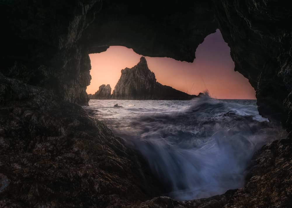 Twilight Sea Cave by Daiki Kuroda — canvas wall art