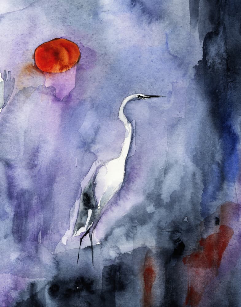 Serene Heron Twilight by RodMacIver — canvas wall art