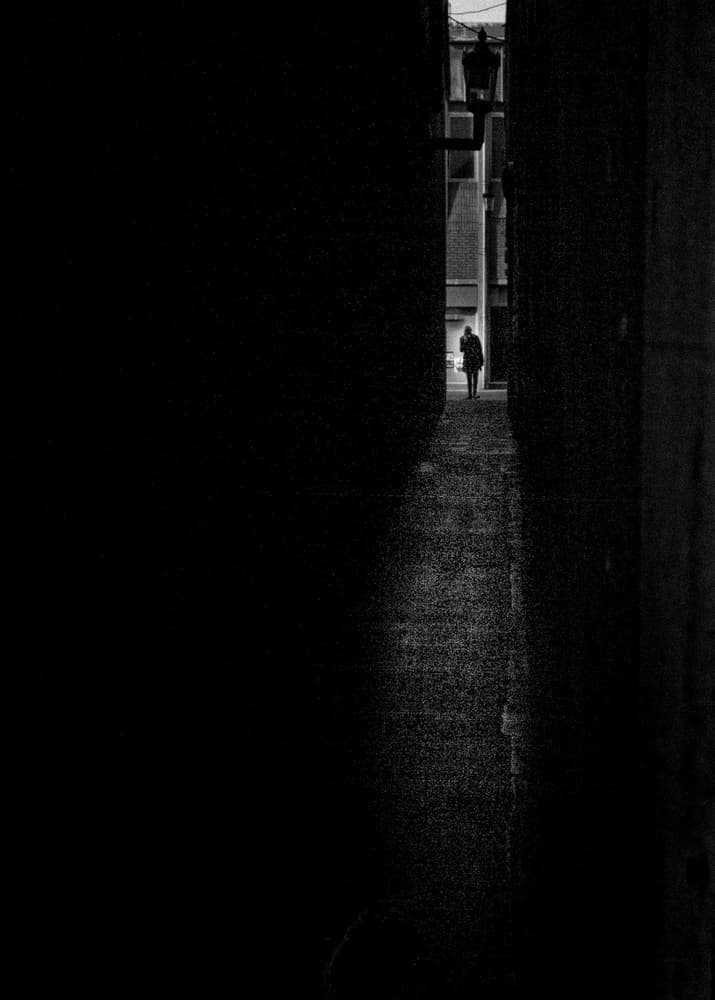 Lone Figure Dark Alley by Richard Bland — canvas wall art