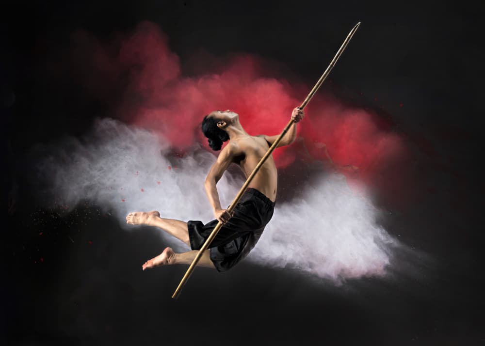 Warrior's Red White Leap by Antonyus Bunjamin (Abe) — canvas wall art