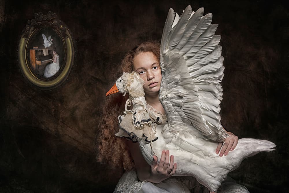 Whimsical Goose Girl by Carola Kayen-Mouthaan — canvas wall art