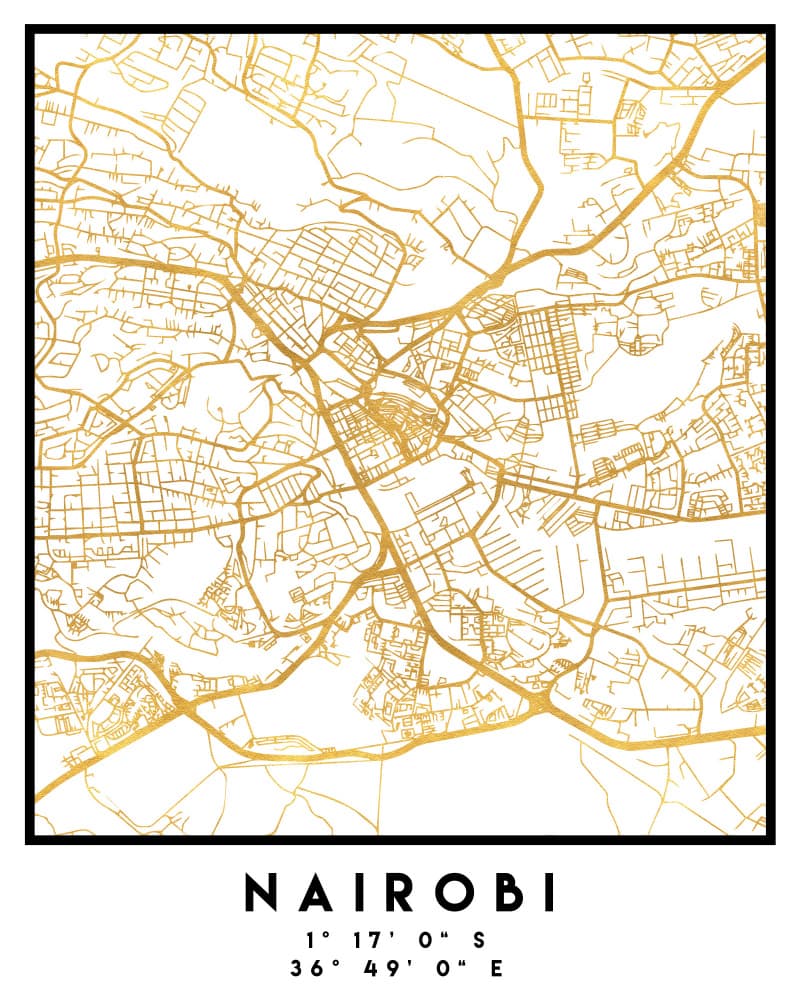 Nairobi Gold Map by Emiliano Deificus — canvas wall art
