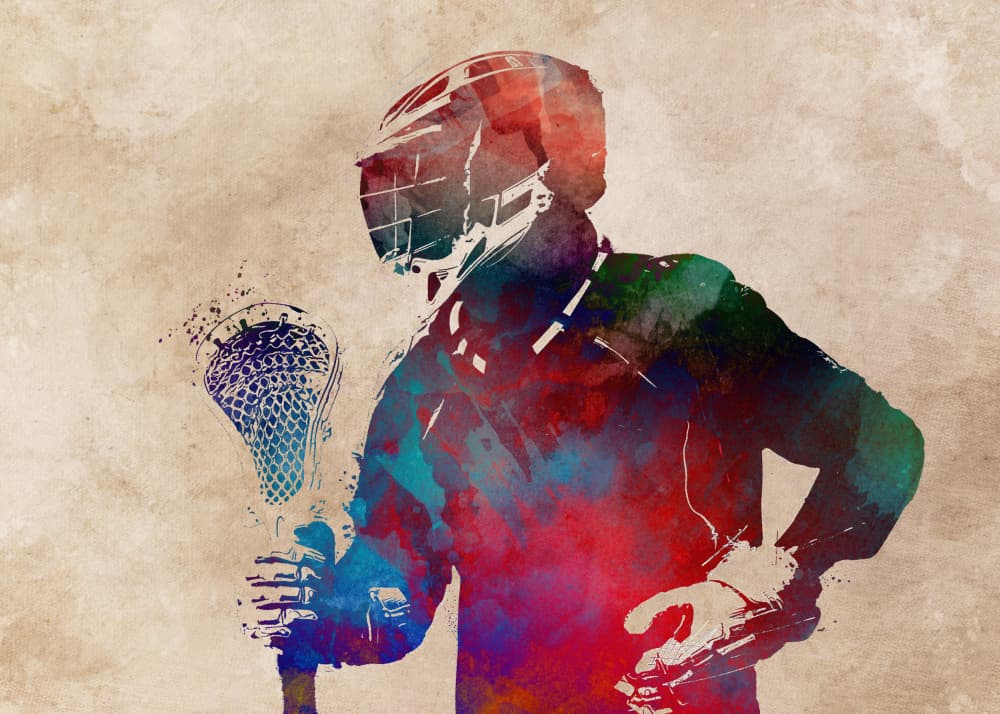 Vibrant Lacrosse Player by Justyna Jaszke — canvas wall art