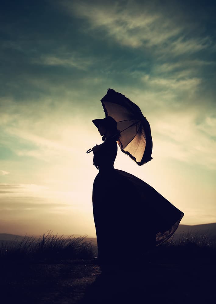 Elegant Woman Umbrella Silhouette by Magdalena Russocka — canvas wall art