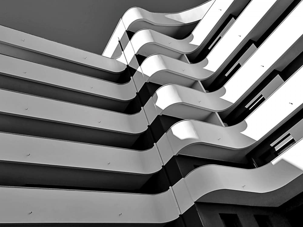 Wavy Building Lines by Miguel Silva — canvas wall art