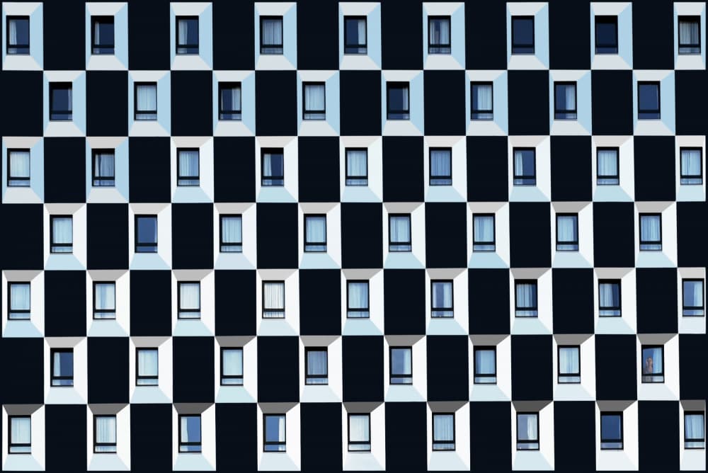 Checkerboard Window Facade by Jorge Pimenta — canvas wall art