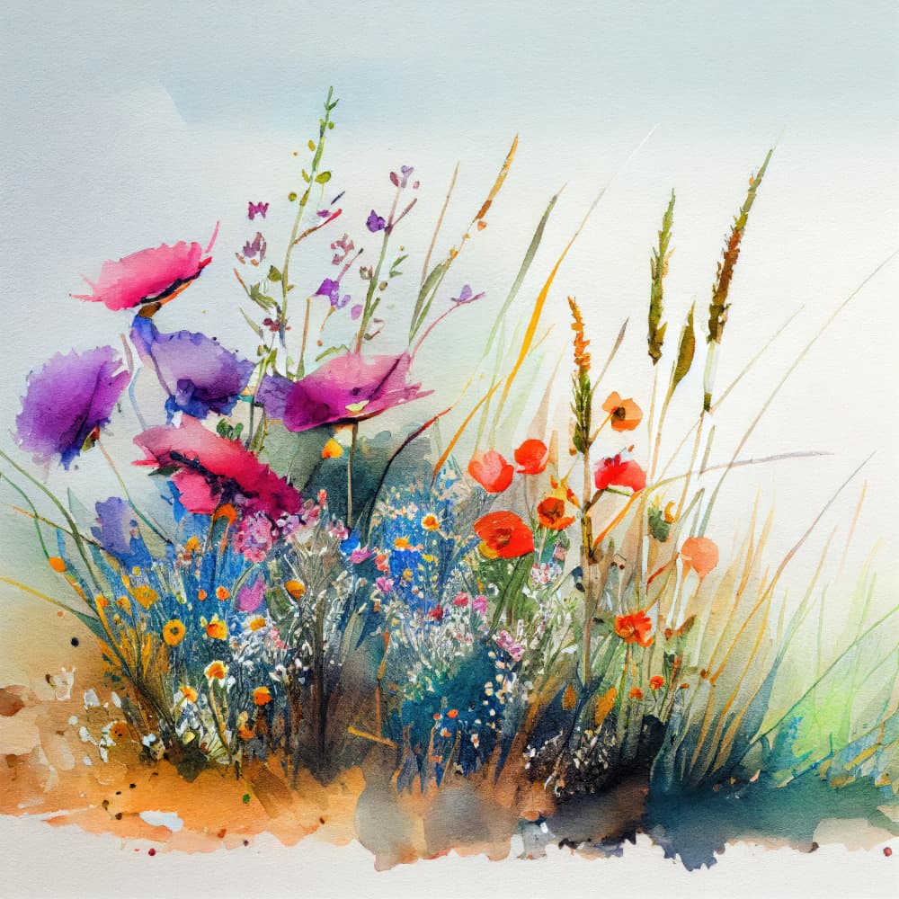 Watercolor Wildflower Field by Justyna Jaszke — canvas wall art