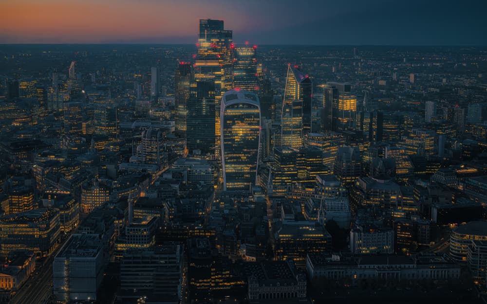 Illuminated City Skyline by Enrique Rodriguez de Mingo — canvas wall art