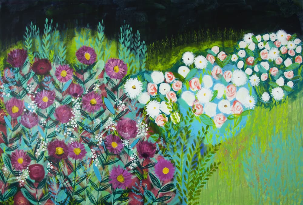 Vibrant Night Garden by Shelley Hampe — canvas wall art