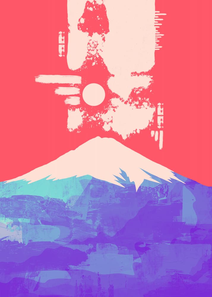 Mount Fuji Red Abstract by Stephen Wade — canvas wall art