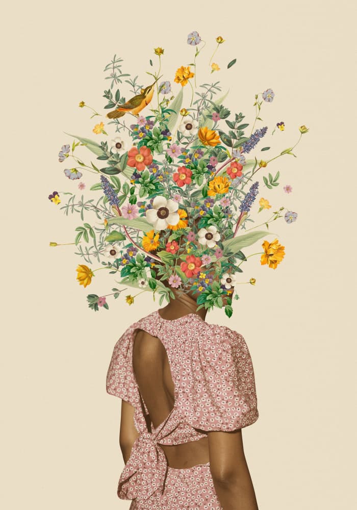 Floral Head Woman by Frida Floral Studio — canvas wall art