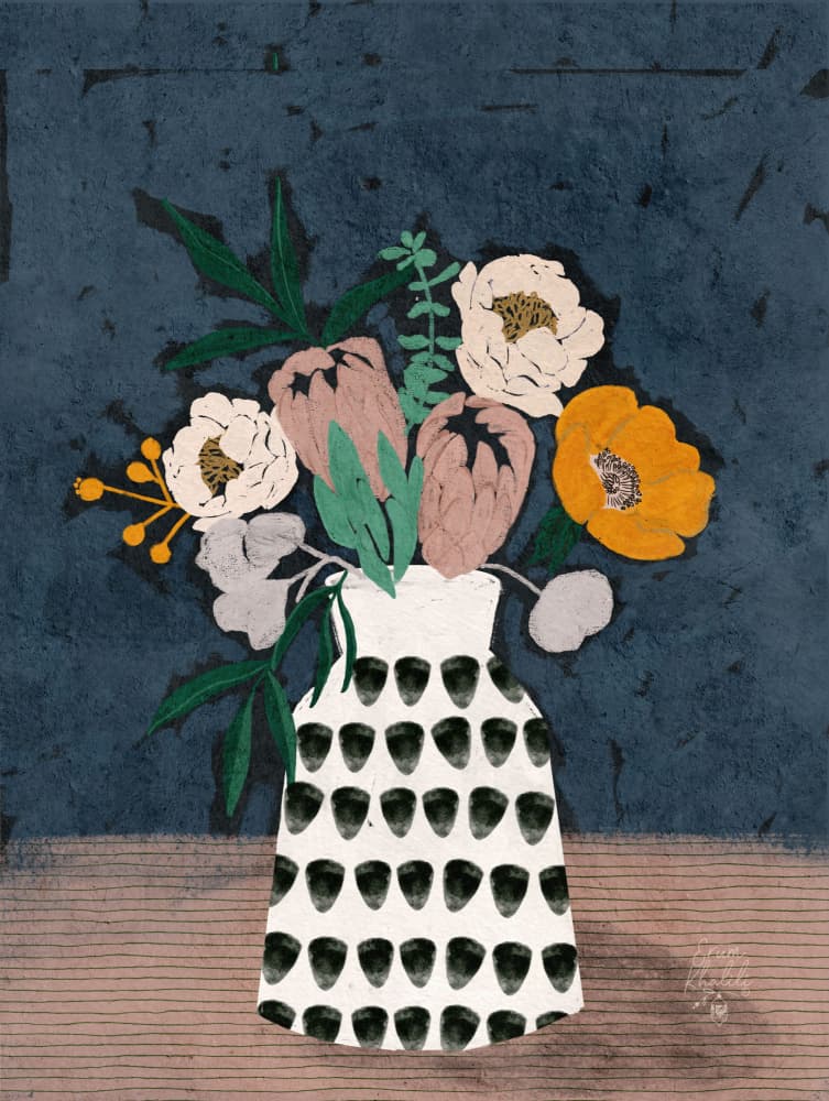 Bohemian Floral Bouquet by Erum Khalili — canvas wall art