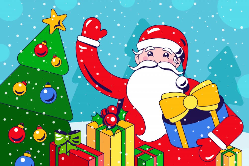 **Santa's Snowy Gifts** by Marika Barsrsind — canvas wall art