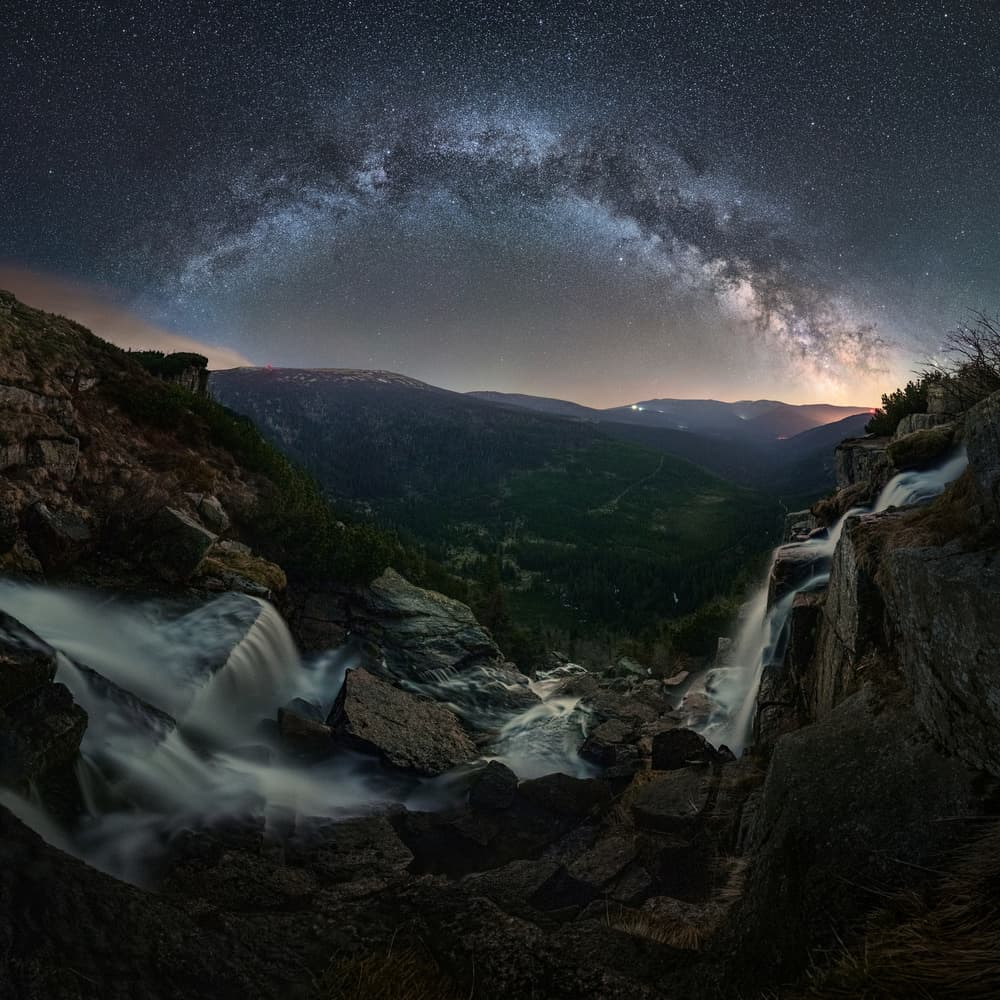 Cosmic Mountain Waterfalls by Jan Šmíd Master QEP — canvas wall art