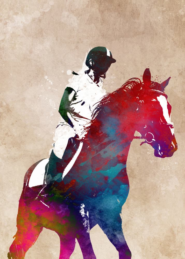 Watercolor Horse Rider by Justyna Jaszke — canvas wall art