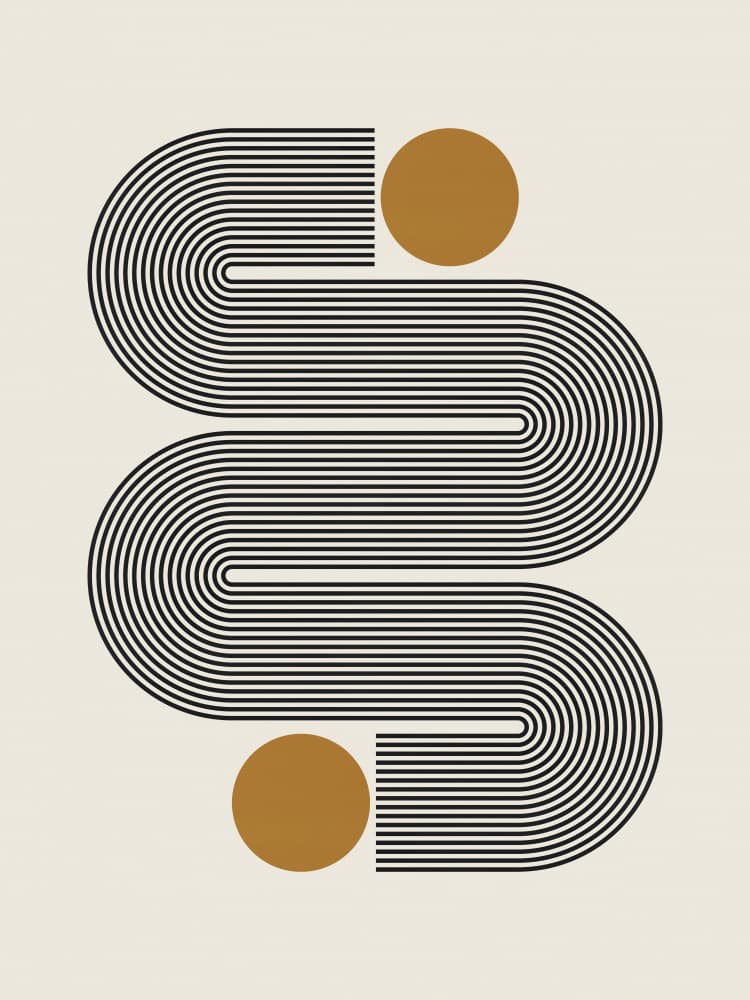 Wavy Geometric Gold Arches by Vitor Costa — canvas wall art