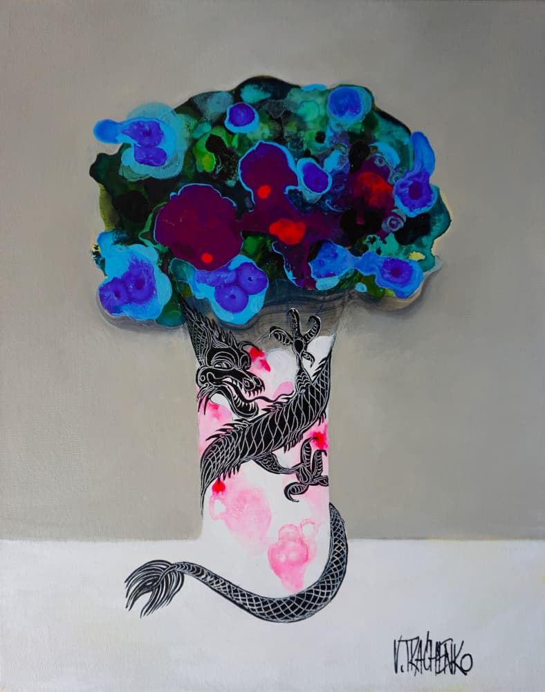 Mystical Dragon Blooms by Victor Tkachenko — canvas wall art