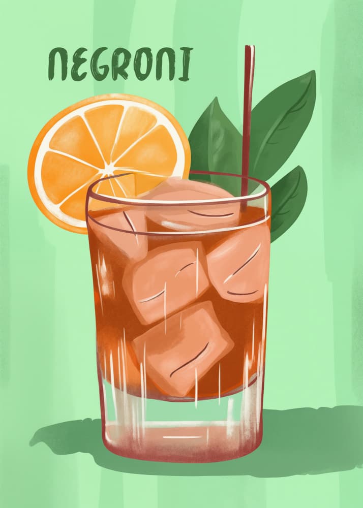 Retro Negroni Cocktail by Andreas Magnusson — canvas wall art