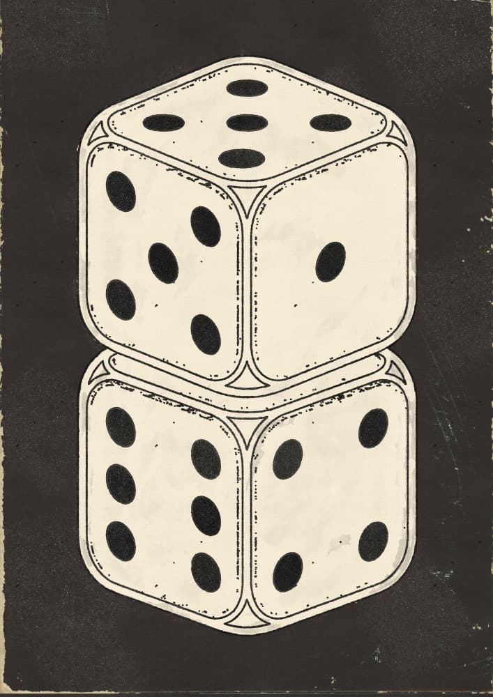 Stacked Vintage Dice by Nicholas — canvas wall art