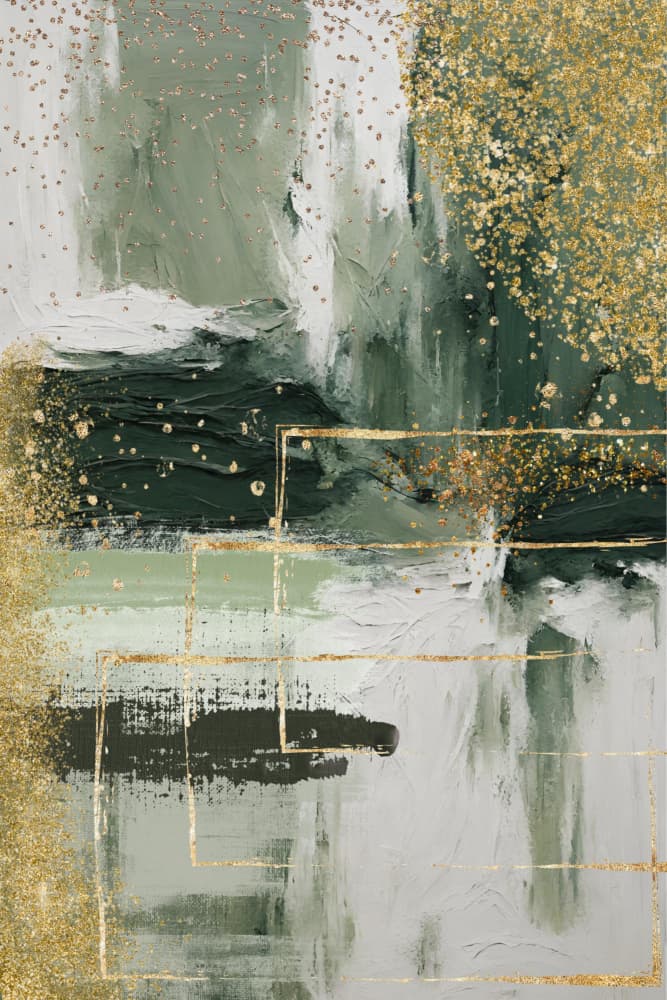 Emerald Gold Abstract by Sally Ann Moss — canvas wall art