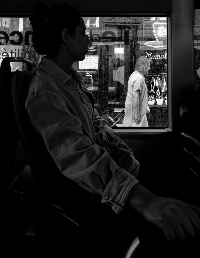 Street Life Through Window by John Hoey — canvas wall art