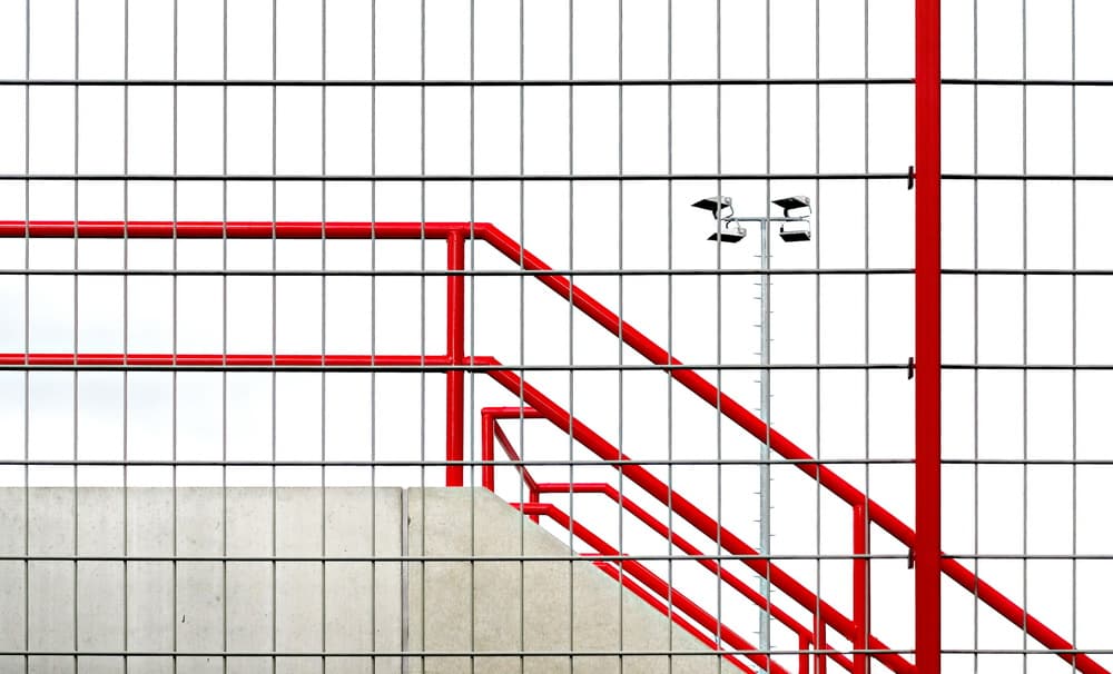 Red Railing Geometry by Hans Peter Rank — canvas wall art