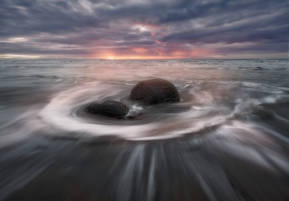 Coastal Boulders Sunset by Dennis Zhang — canvas wall art