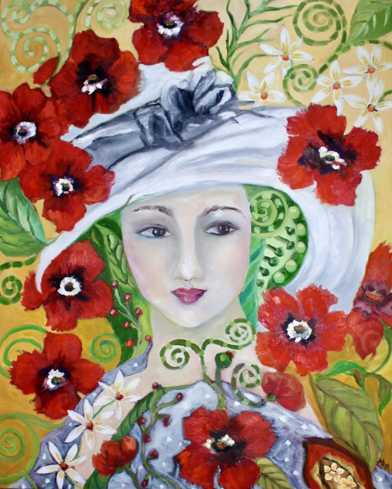 Elegant Woman Floral Dream by Alexandra Higgins — canvas wall art