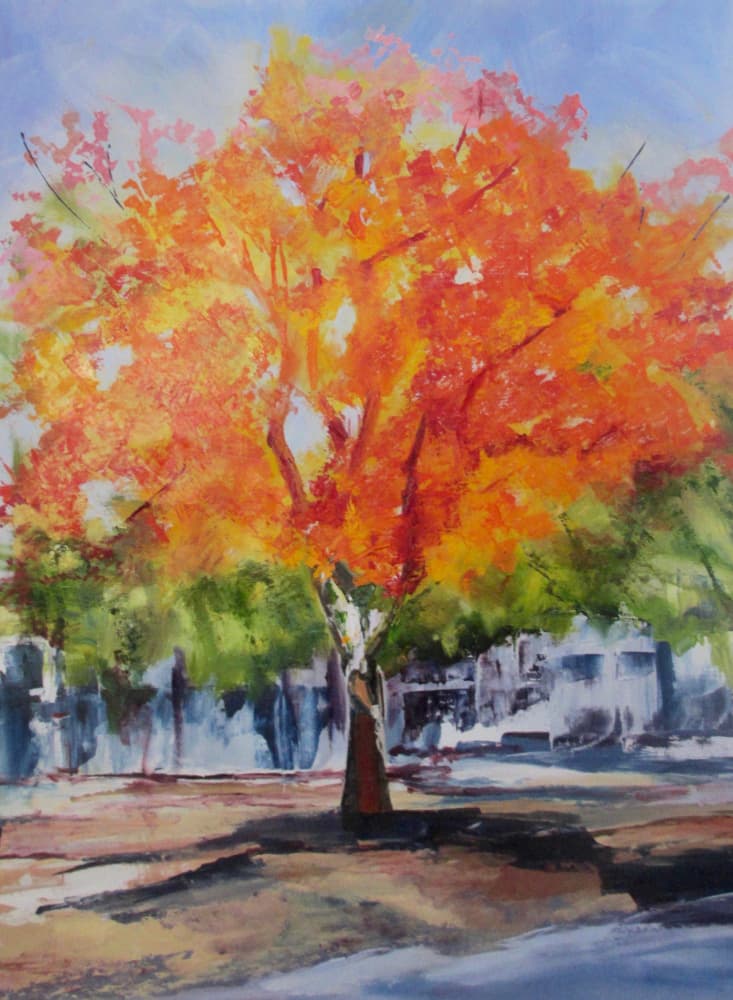 Vibrant Autumn Tree by Maxine Shore — canvas wall art