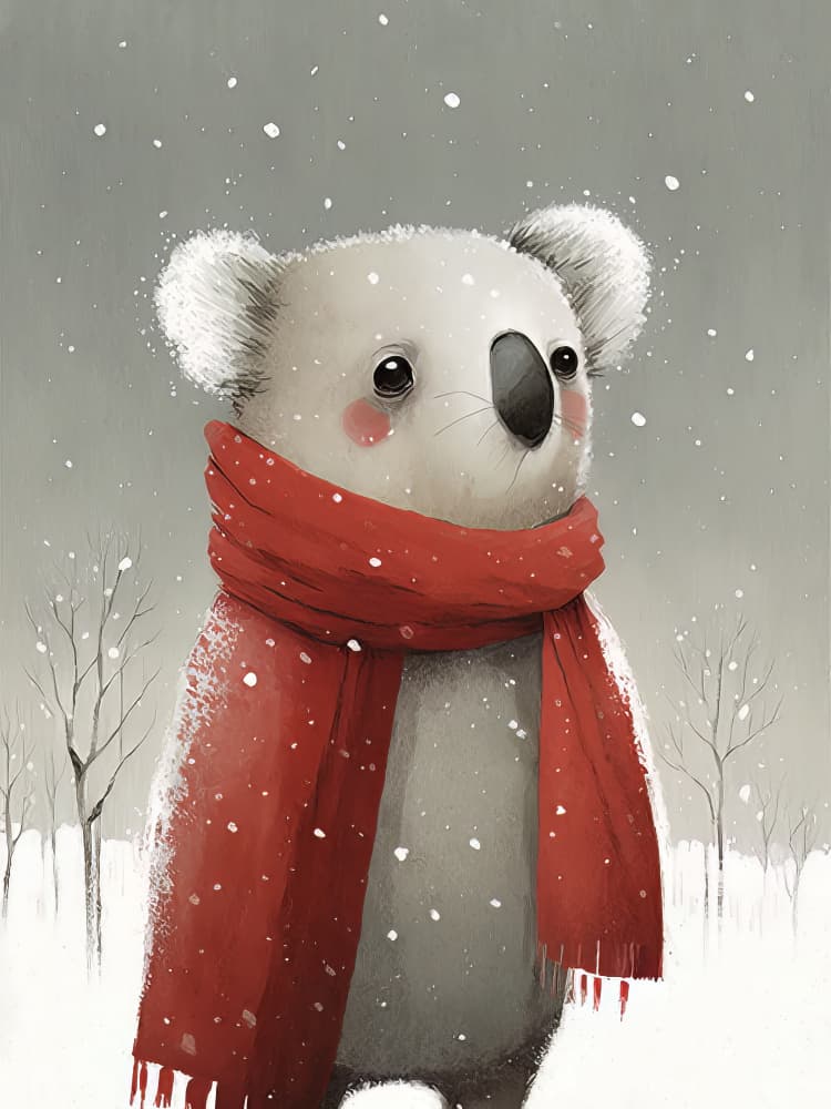 Cozy Koala Winter by Bilge Paksoylu — canvas wall art