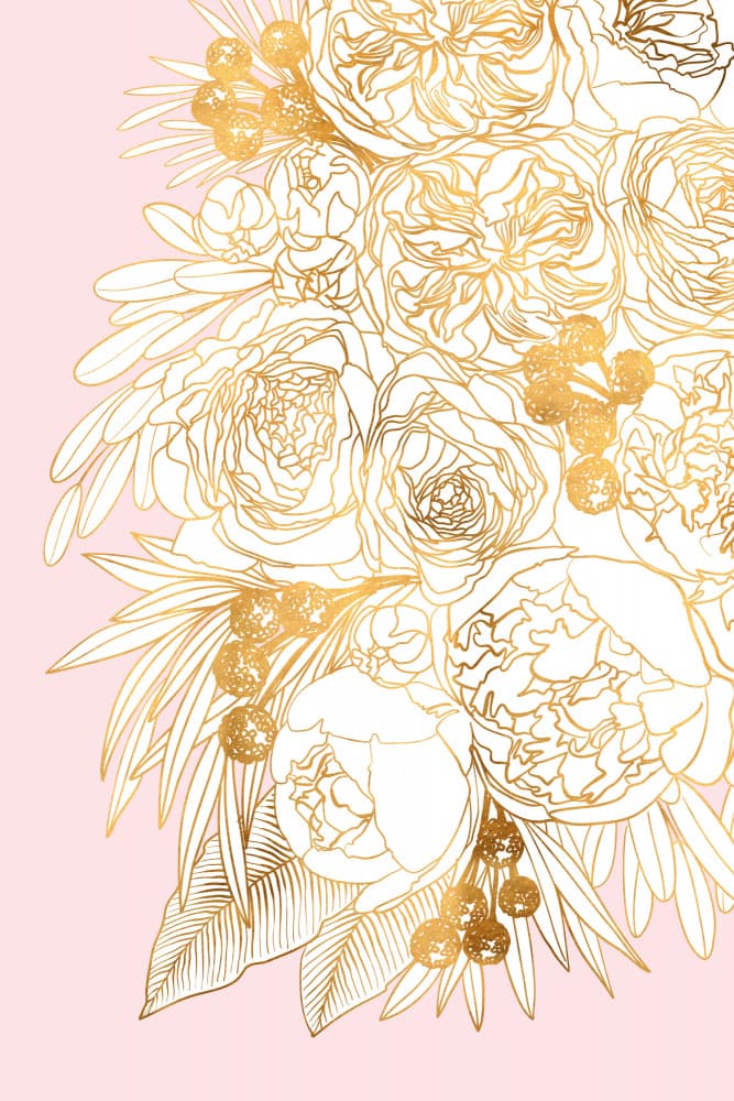 Golden Blush Botanicals by Rosana Laiz Blursbyai — canvas wall art